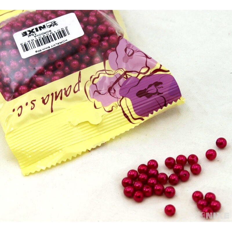 KORÁLKY 6mm 50g*BORDOVÁ