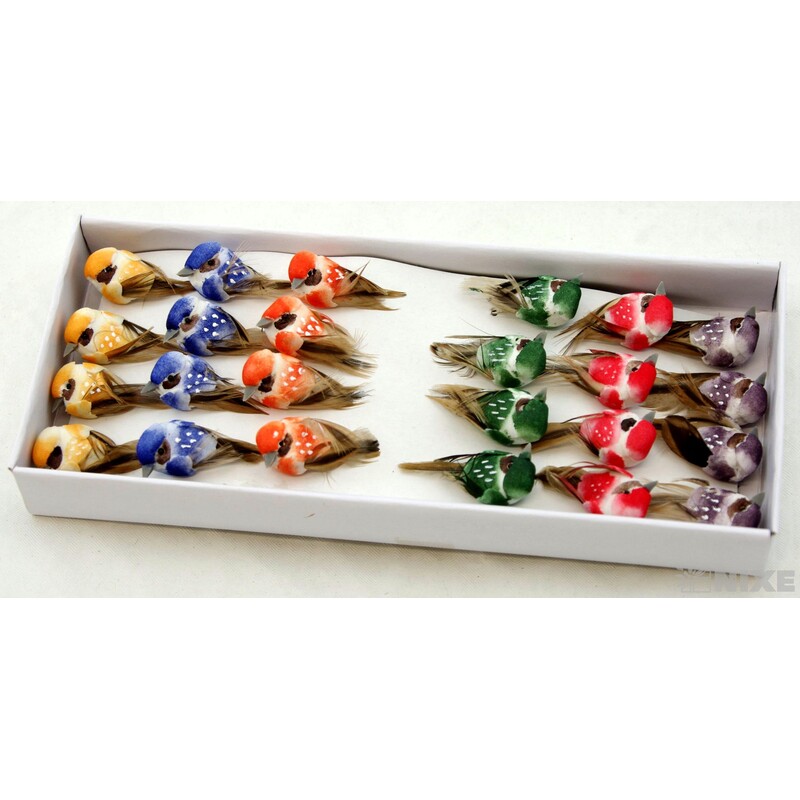 PTÁČEK NA DRÁTKU 3cm 24ks*MIX BAREV