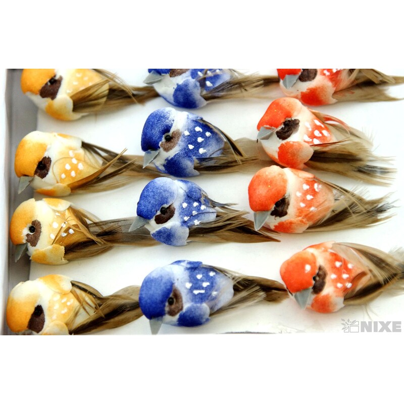 PTÁČEK NA DRÁTKU 3cm 24ks*MIX BAREV