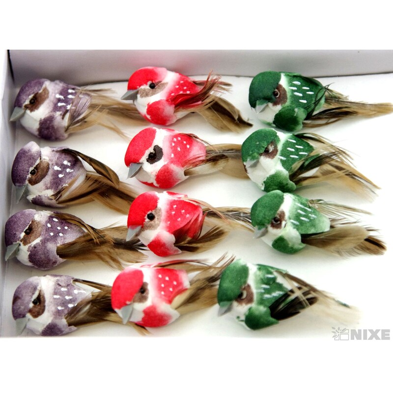 PTÁČEK NA DRÁTKU 3cm 24ks*MIX BAREV