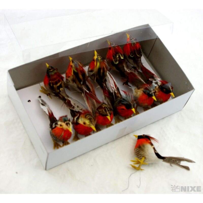 PTÁČEK NA DRÁTKU 09cm 12ks*MIX BAREV