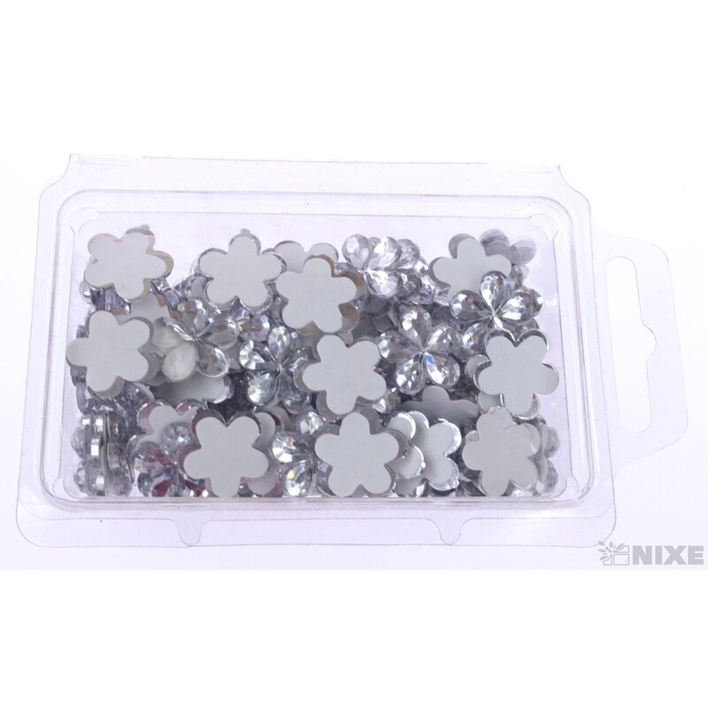 KVÍTEK AKRYL 1,5cm 100ks NALEPOVACÍ*PRŮHLEDNÁ