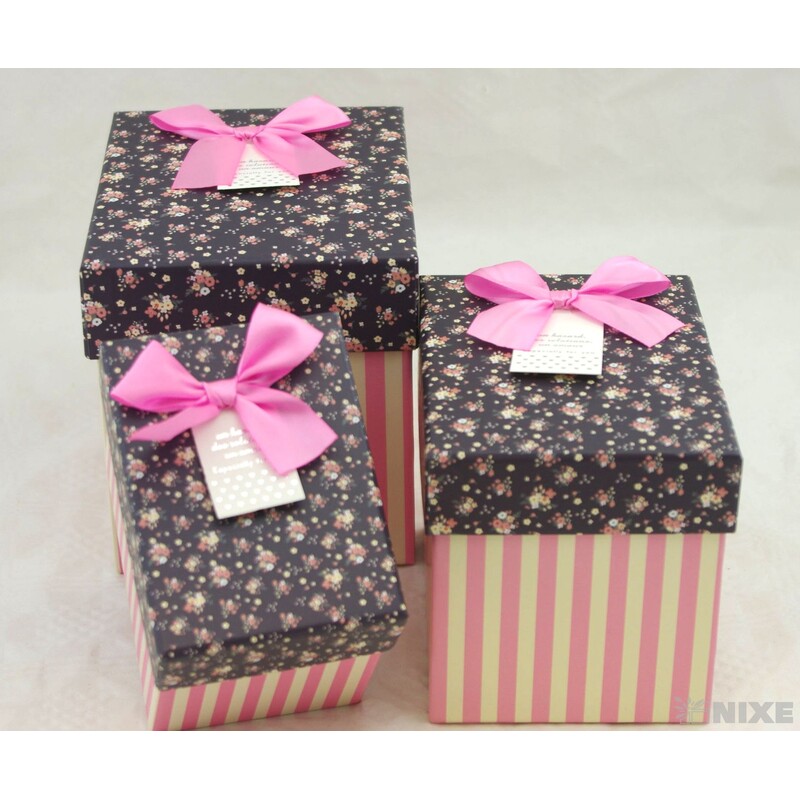 KRABICE 3ks 16x15x13cm 14x12x11 12x10x8*MIX BAREV