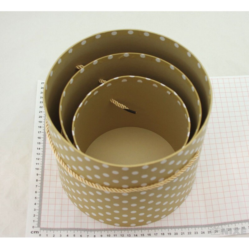 KVĚTINOVÝ BOX PUNTÍK 3ks pr. 21x18cm 18,5x15,5 15x13*ZLATÁ