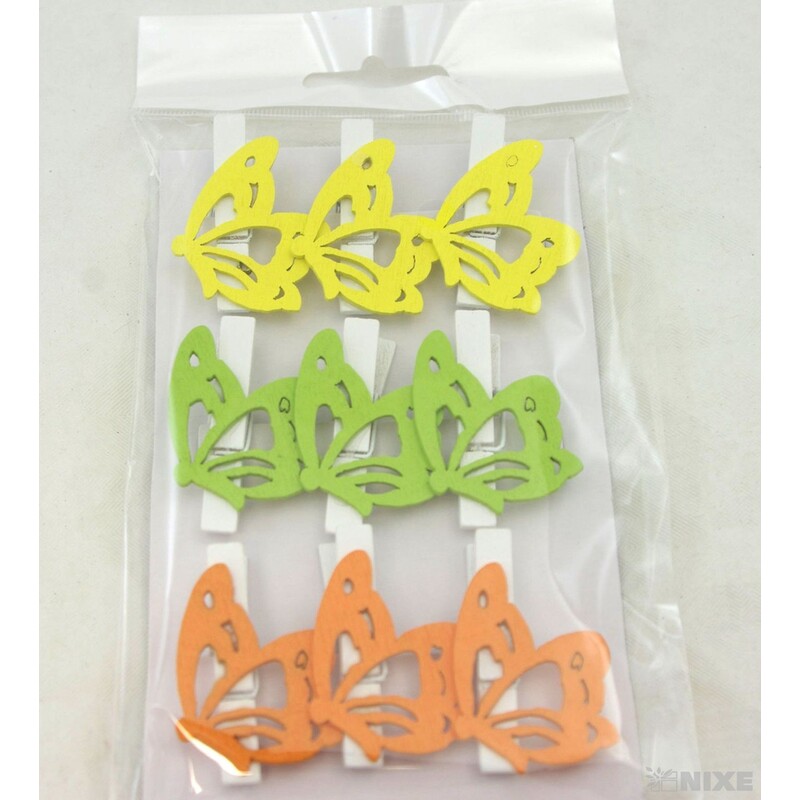 OZDOBNÝ KOLÍČEK MOTÝL 4,5cm 9ks*MIX BAREV