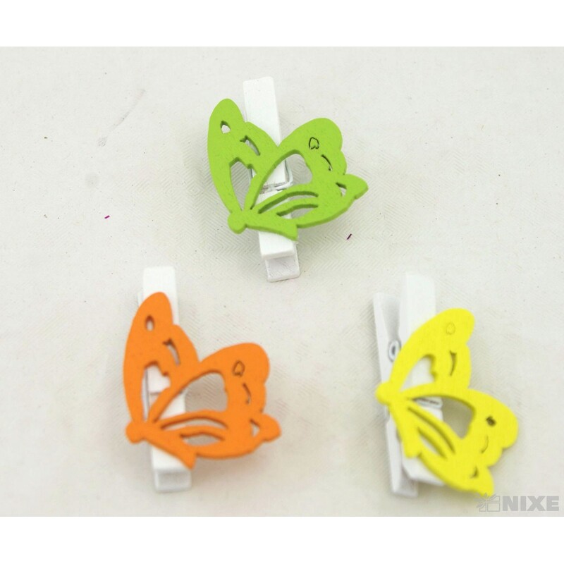 OZDOBNÝ KOLÍČEK MOTÝL 4,5cm 9ks*MIX BAREV