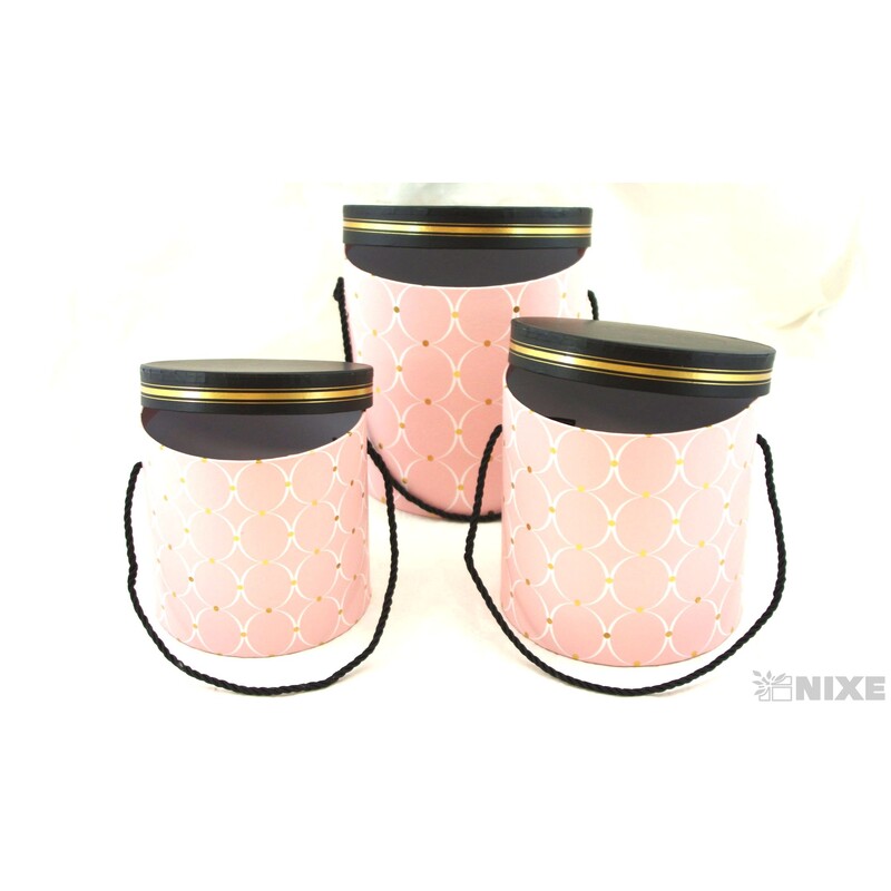 KVĚTINOVÝ BOX 3ks pr. 19x18cm 16x16 14x14*RŮŽOVÁ