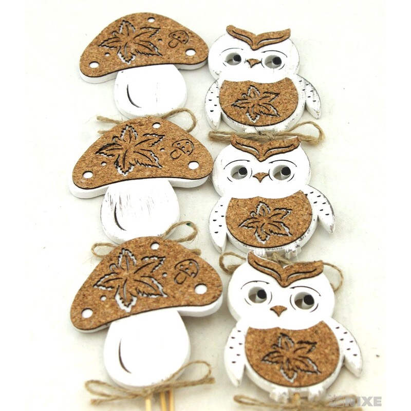 ZÁPICH SOVA+HŘÍBEK 6x27cm 6ks*BÍLÁ