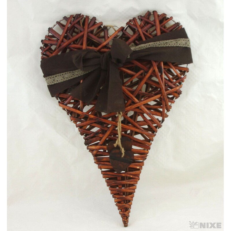 SRDCE RATTAN 42cm*HNĚDÁ