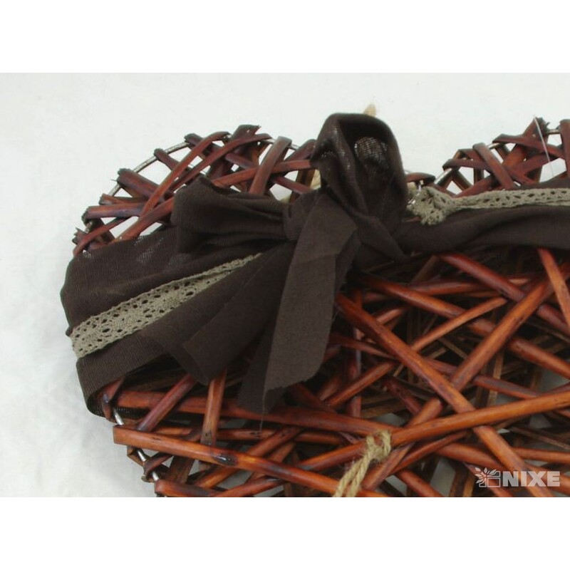 SRDCE RATTAN 42cm*HNĚDÁ