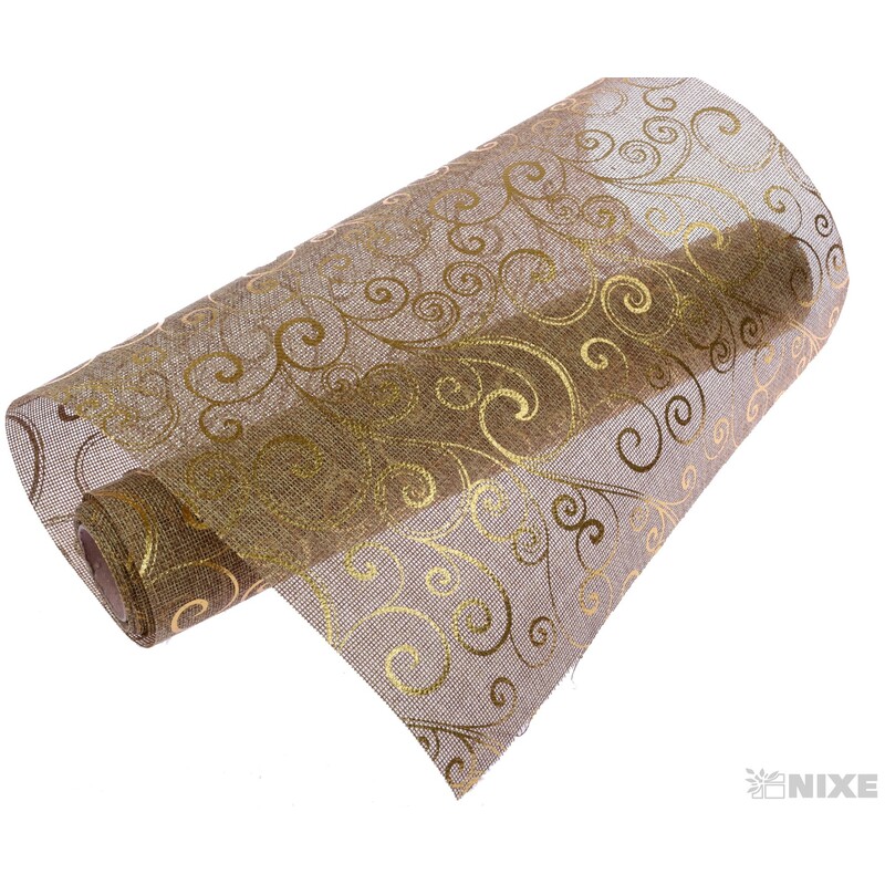 ROLE JUTA ORNAMENT 36cmx3m*PŘÍRODNÍ+ZLATÁ