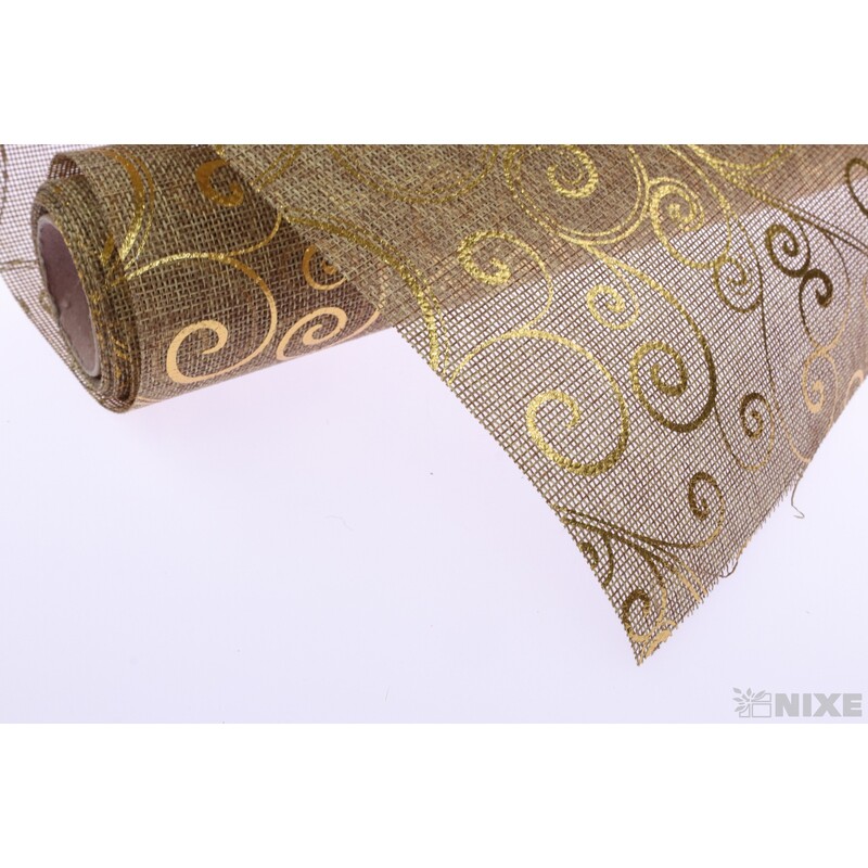 ROLE JUTA ORNAMENT 36cmx3m*PŘÍRODNÍ+ZLATÁ