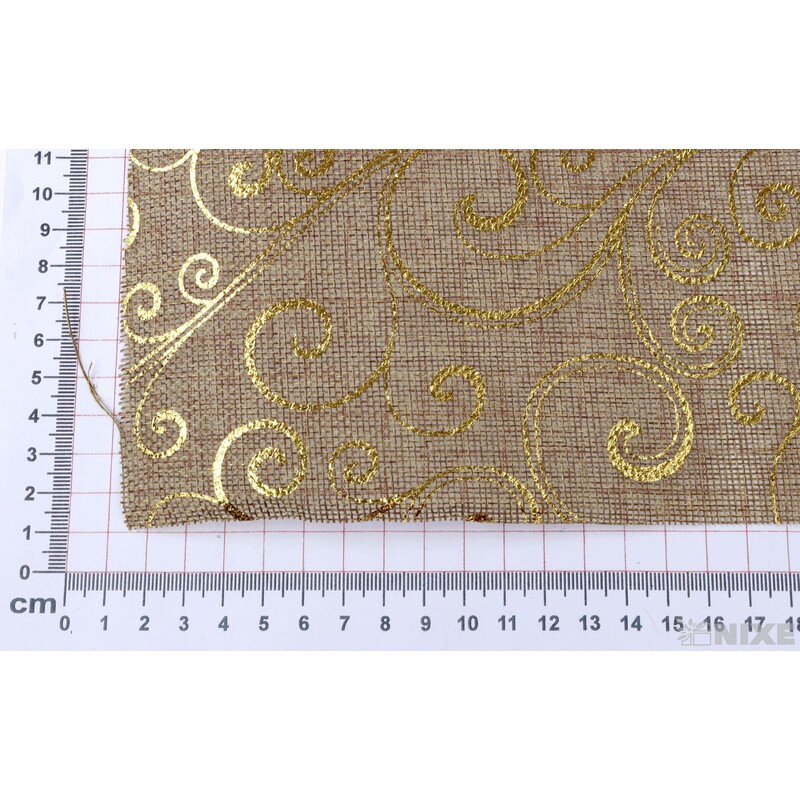 ROLE JUTA ORNAMENT 36cmx3m*PŘÍRODNÍ+ZLATÁ