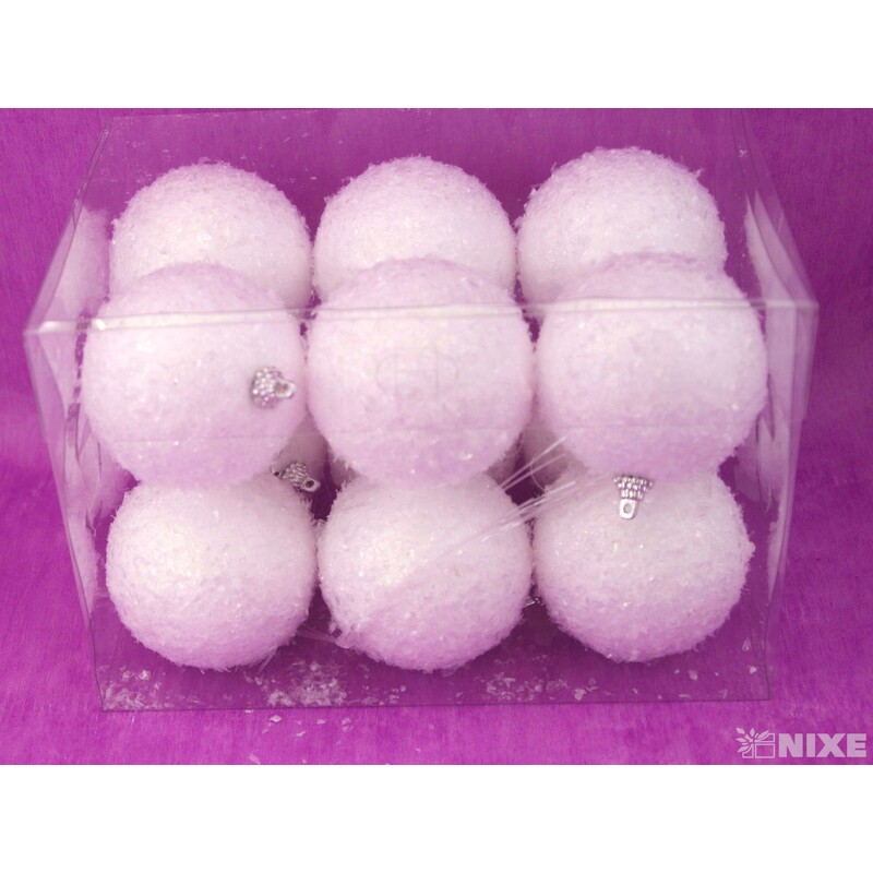 KOULE ZÁVĚS 7cm 12ks*BÍLÁ