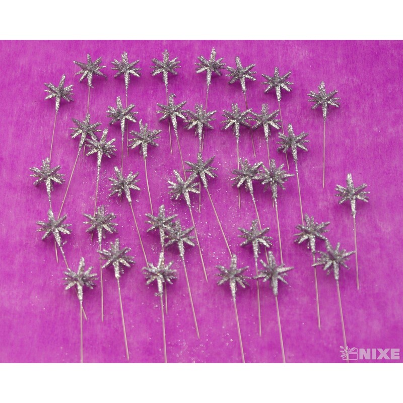 ŠPENDLÍK HVĚZDA 30mmx9cm 36ks*STŘÍBRNÁ