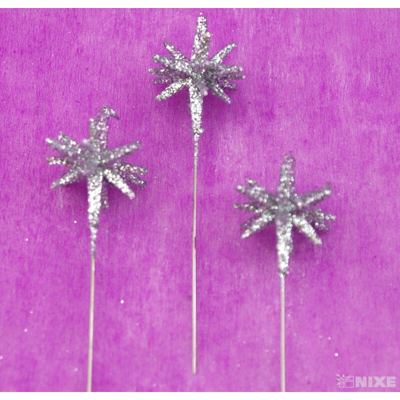 ŠPENDLÍK HVĚZDA 30mmx9cm 36ks*STŘÍBRNÁ