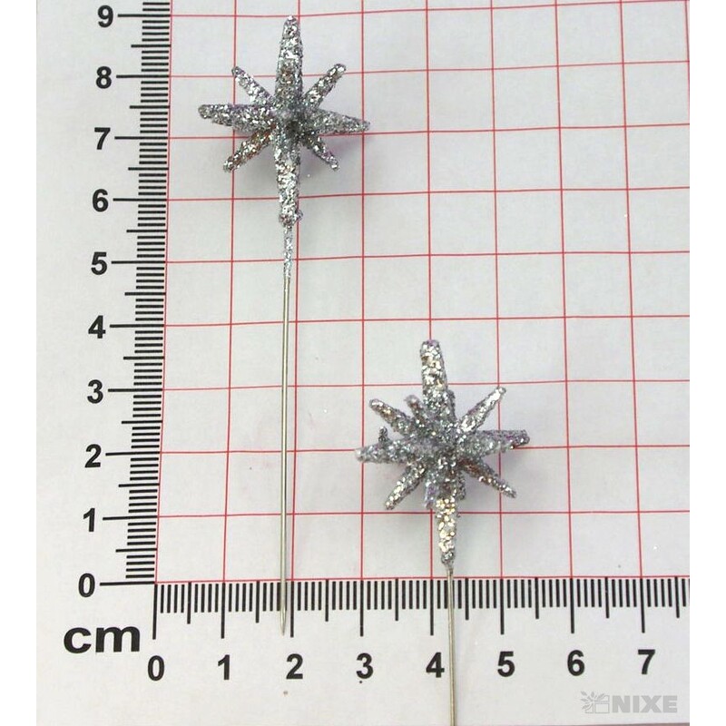 ŠPENDLÍK HVĚZDA 30mmx9cm 36ks*STŘÍBRNÁ