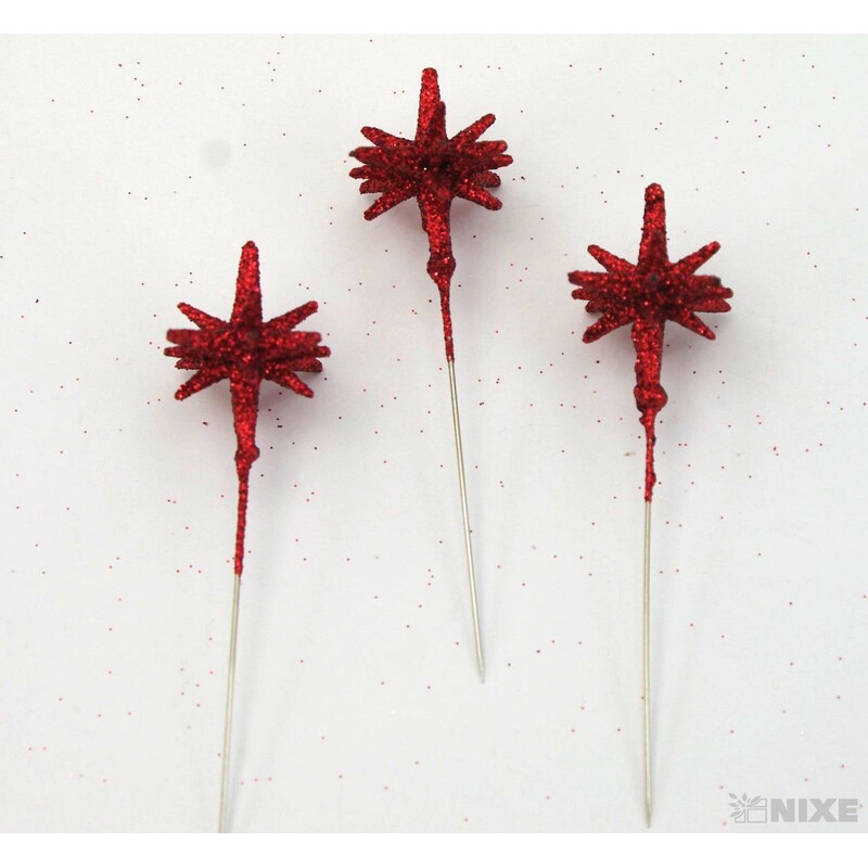 ŠPENDLÍK HVĚZDA 30mmx9cm 36ks*ČERVENÁ