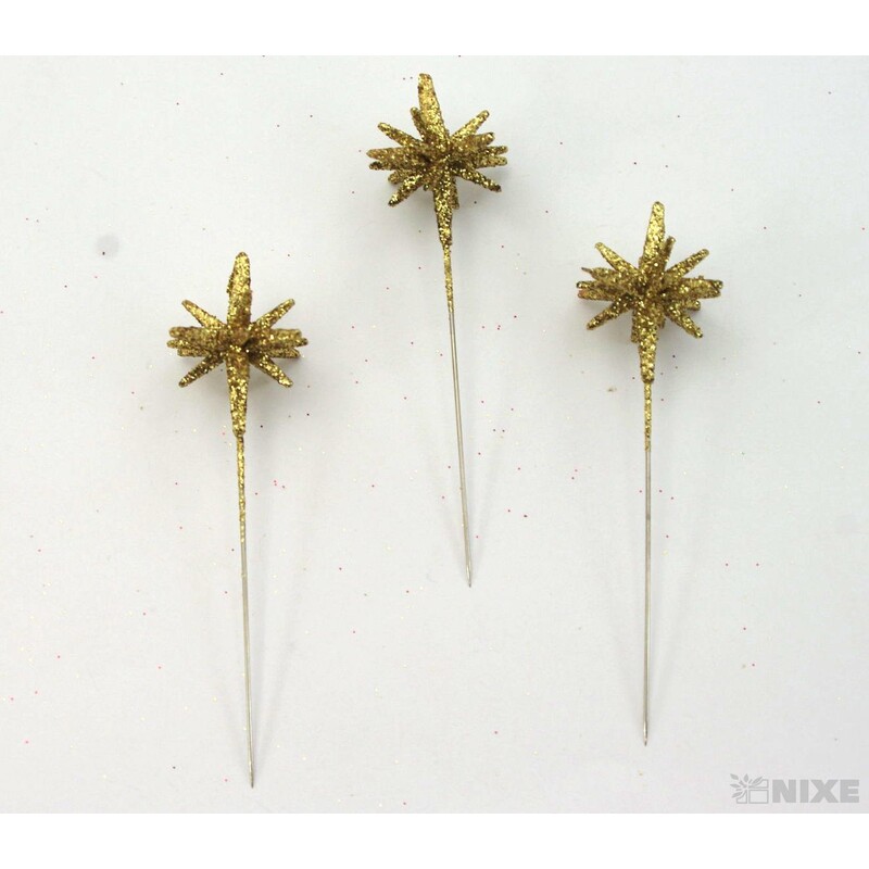 ŠPENDLÍK HVĚZDA 30mmx9cm 36ks*ZLATÁ