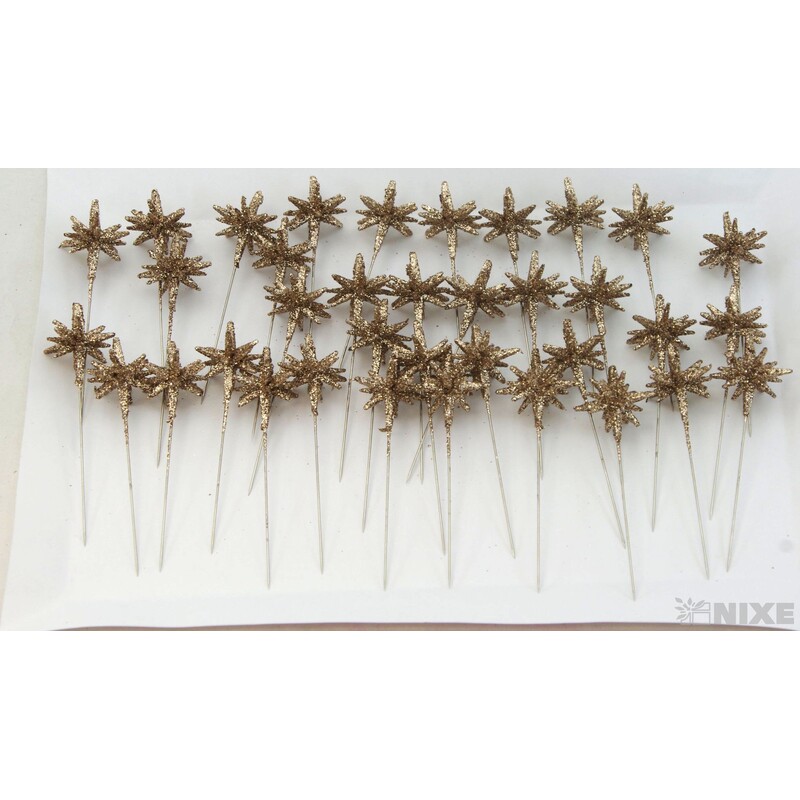 ŠPENDLÍK HVĚZDA 30mmx9cm 36ks*ZLATÁ ANT.