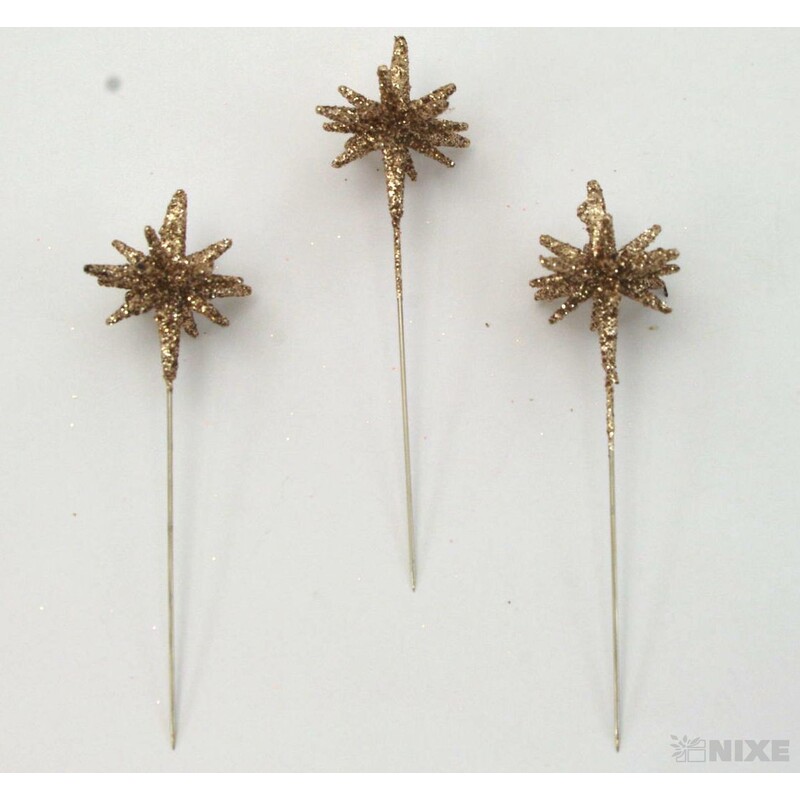 ŠPENDLÍK HVĚZDA 30mmx9cm 36ks*ZLATÁ ANT.