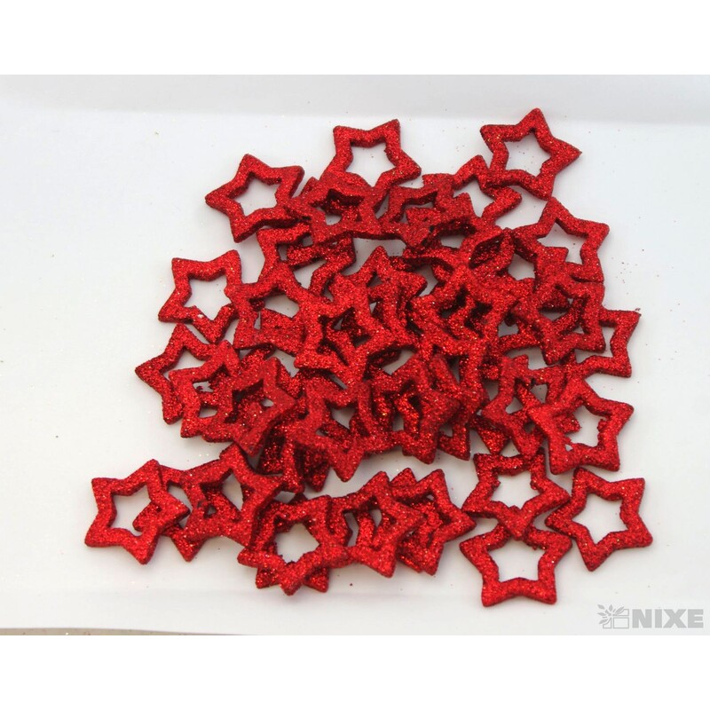 HVĚZDA 3,5cm 48ks*ČERVENÁ