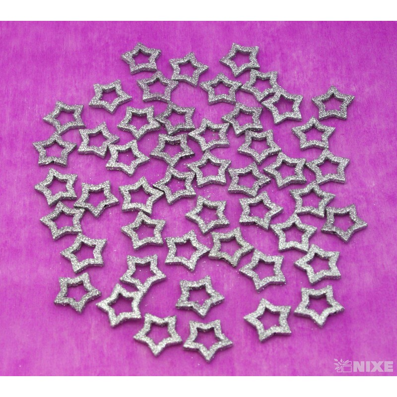 HVĚZDA 3,5cm 48ks*STŘÍBRNÁ