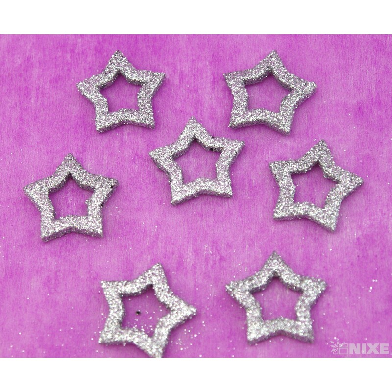 HVĚZDA 3,5cm 48ks*STŘÍBRNÁ