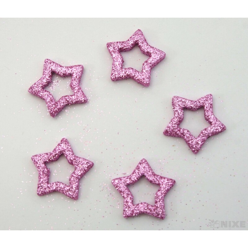HVĚZDA 3,5cm 48ks*RŮŽOVÁ