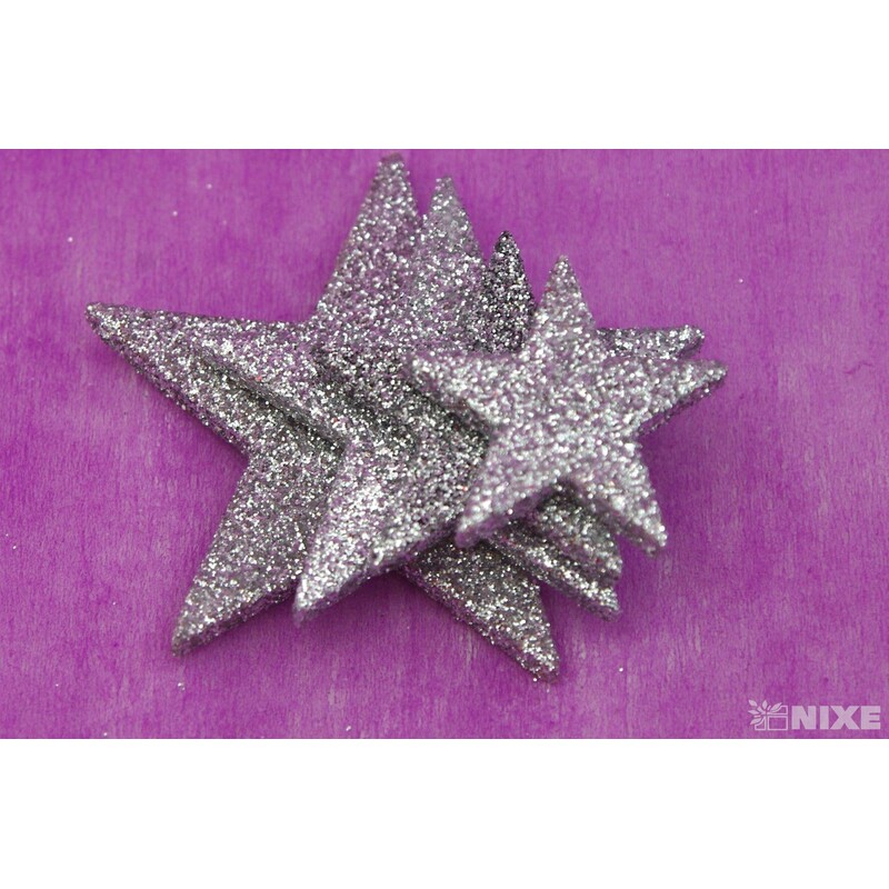 HVĚZDA 3,5-6,5cm 24ks*STŘÍBRNÁ