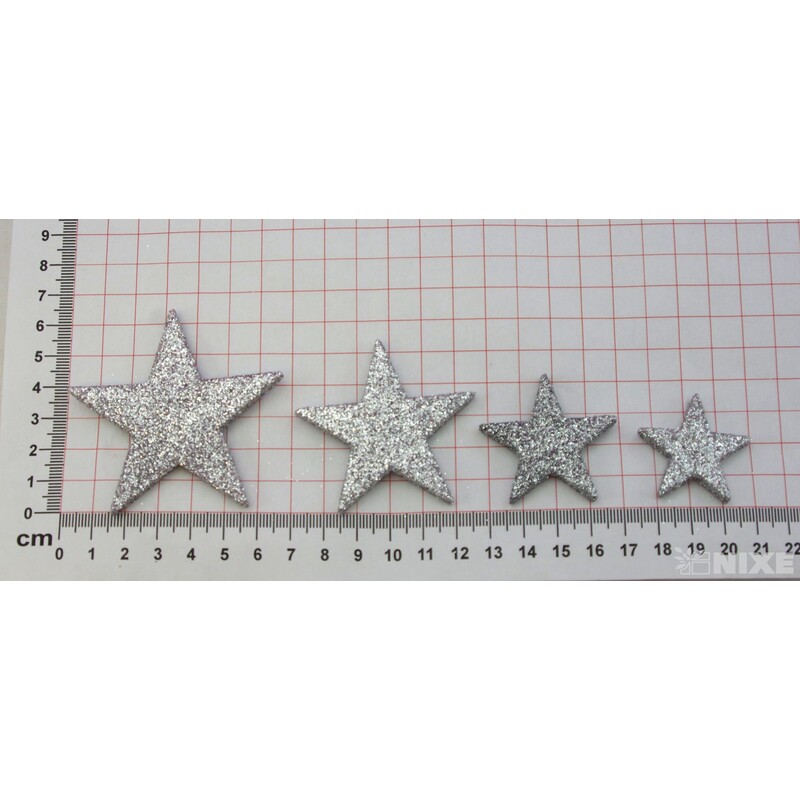 HVĚZDA 3,5-6,5cm 24ks*STŘÍBRNÁ