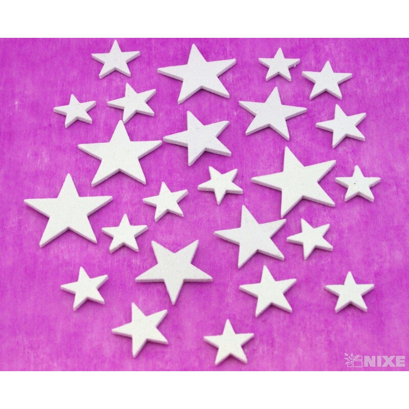 HVĚZDA 3,5-6,5cm 24ks*BÍLÁ