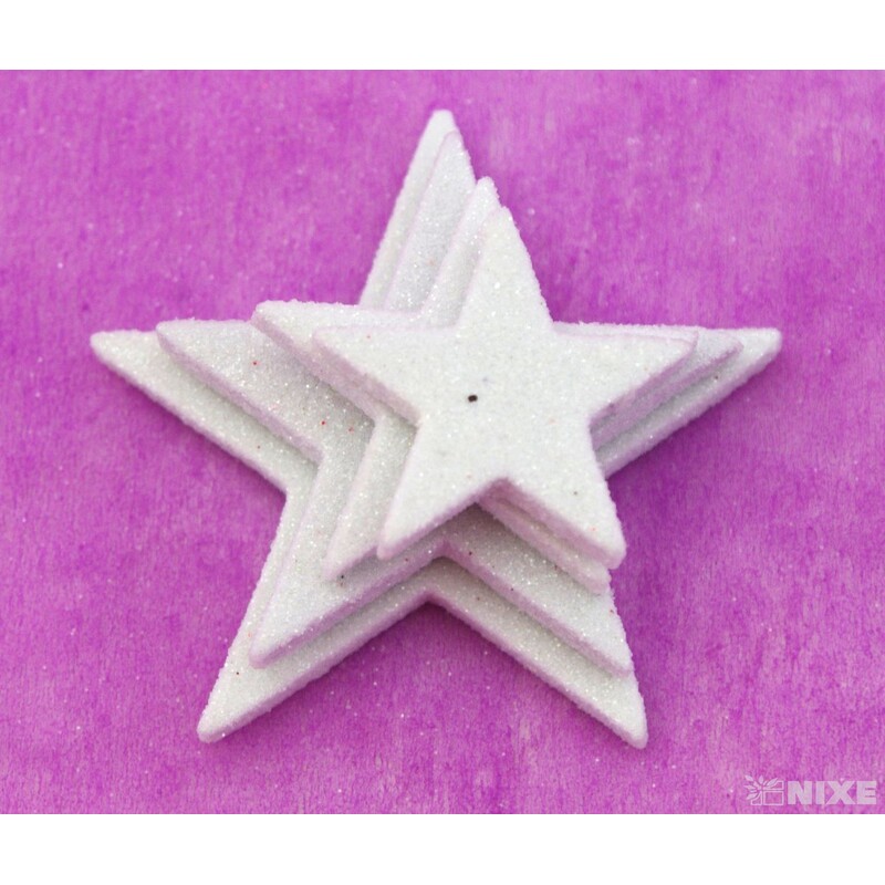 HVĚZDA 3,5-6,5cm 24ks*BÍLÁ