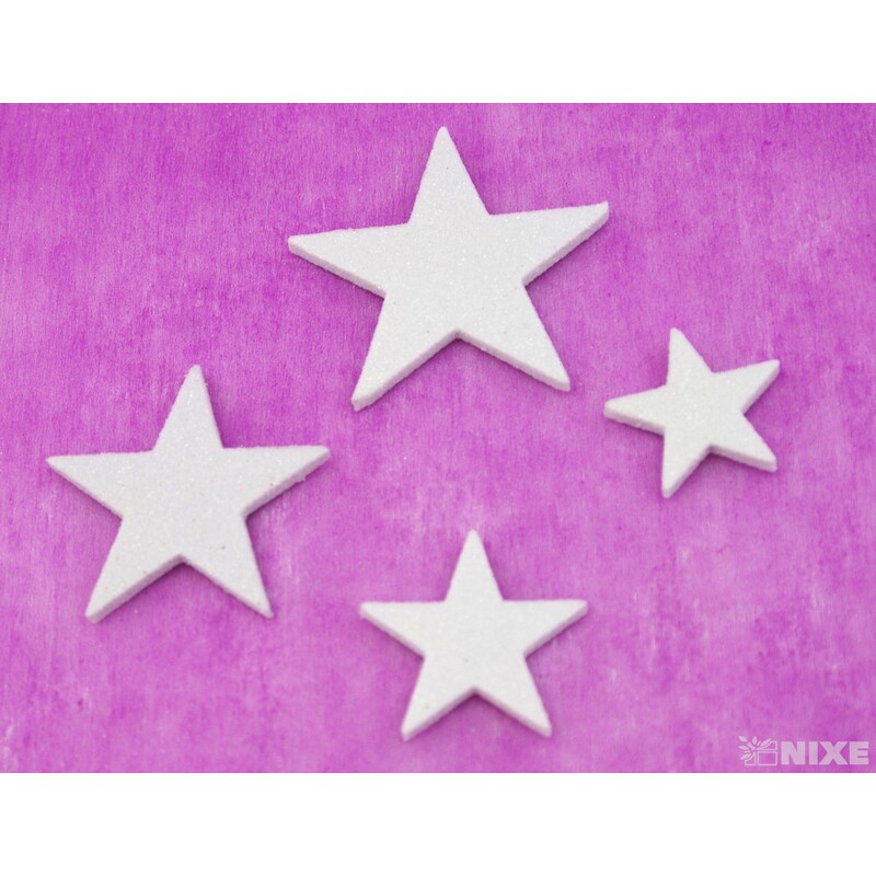 HVĚZDA 3,5-6,5cm 24ks*BÍLÁ