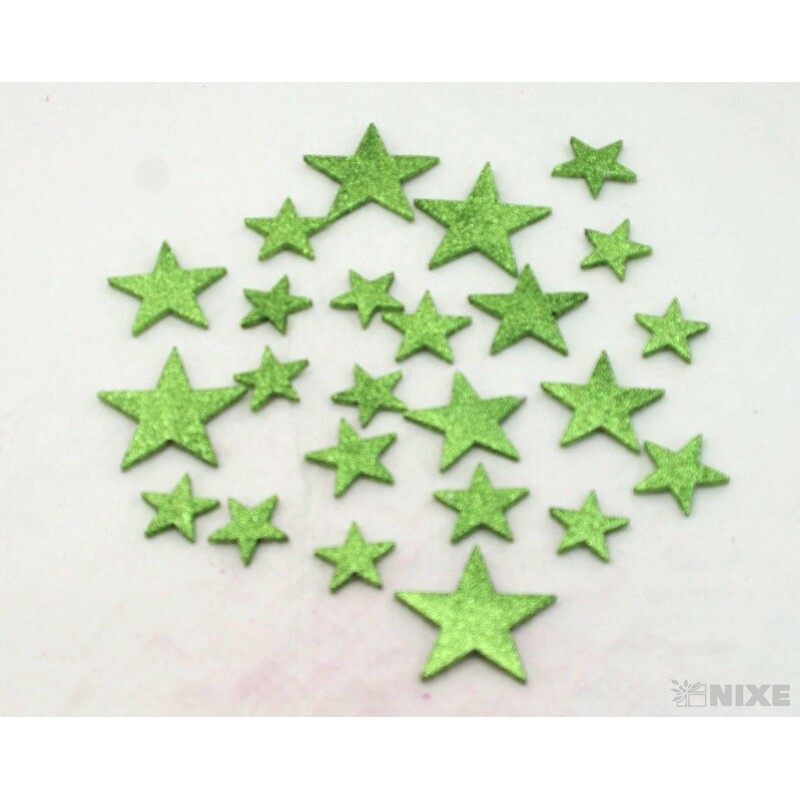 HVĚZDA 3,5-6,5cm 24ks*ZELENÁ