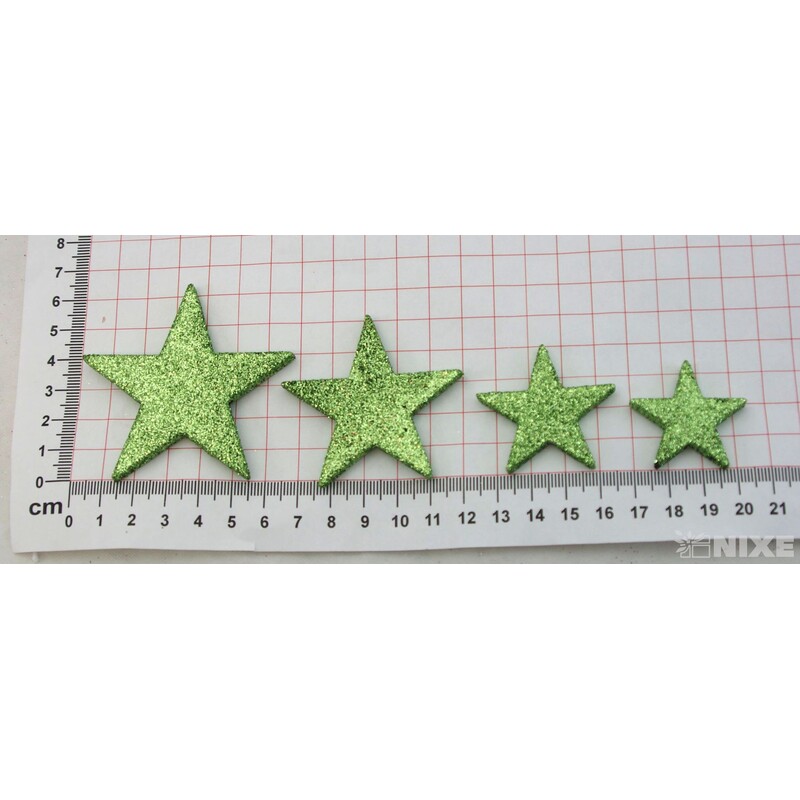 HVĚZDA 3,5-6,5cm 24ks*ZELENÁ