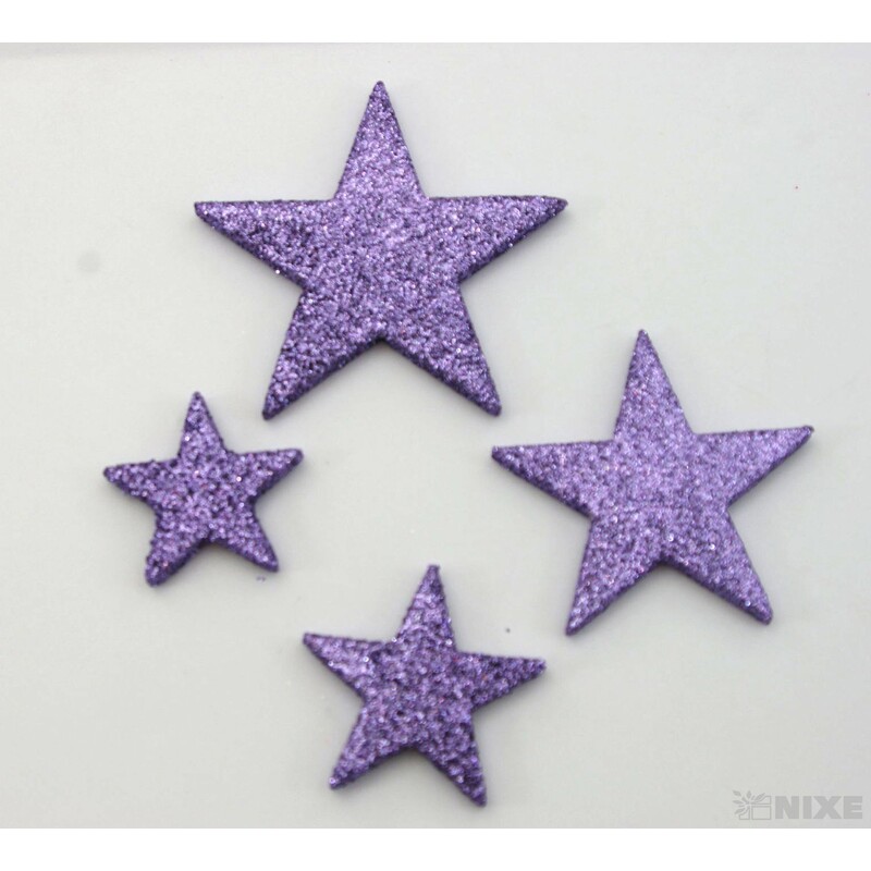 HVĚZDA 3,5-6,5cm 24ks*FIALOVÁ