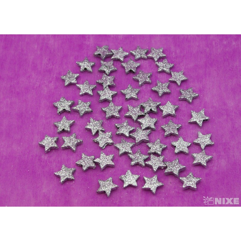 HVĚZDA 2,5cm 48ks*STŘÍBRNÁ