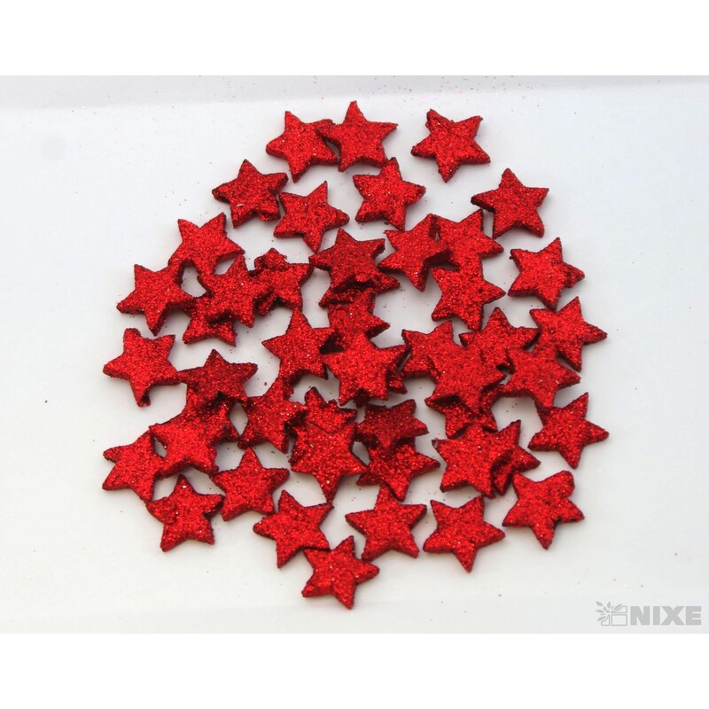 HVĚZDA 2,5cm 48ks*ČERVENÁ