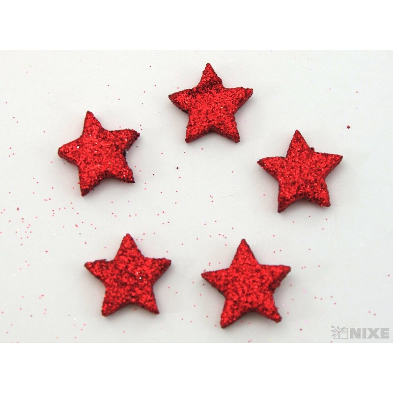 HVĚZDA 2,5cm 48ks*ČERVENÁ