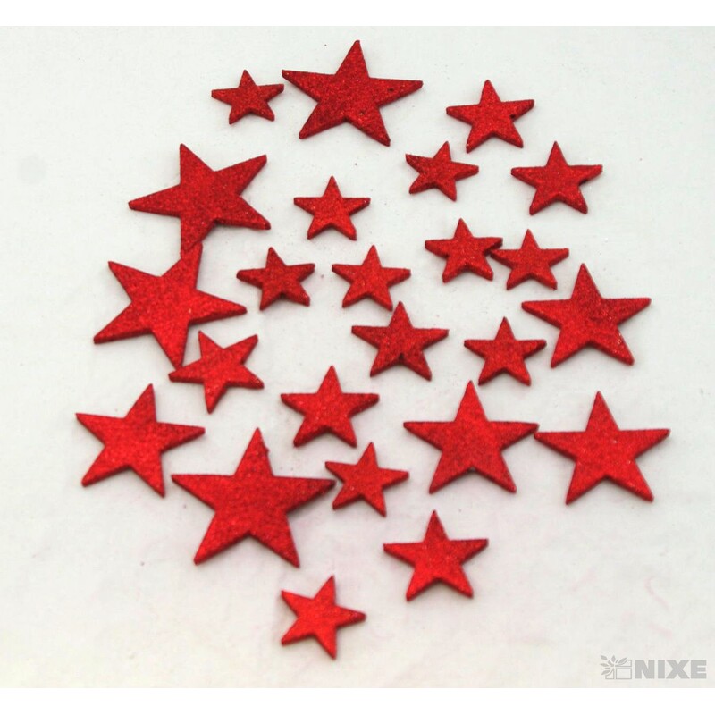 HVĚZDA 3,5-6,5cm 24ks*ČERVENÁ