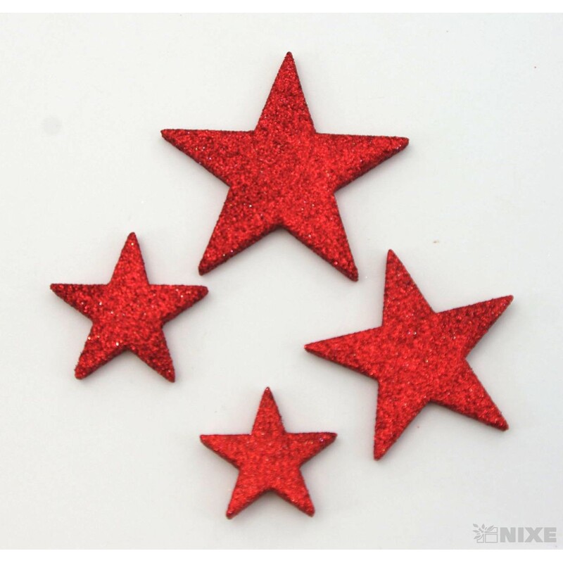 HVĚZDA 3,5-6,5cm 24ks*ČERVENÁ