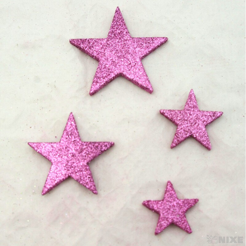 HVĚZDA 3,5-6,5cm 24ks*RŮŽOVÁ