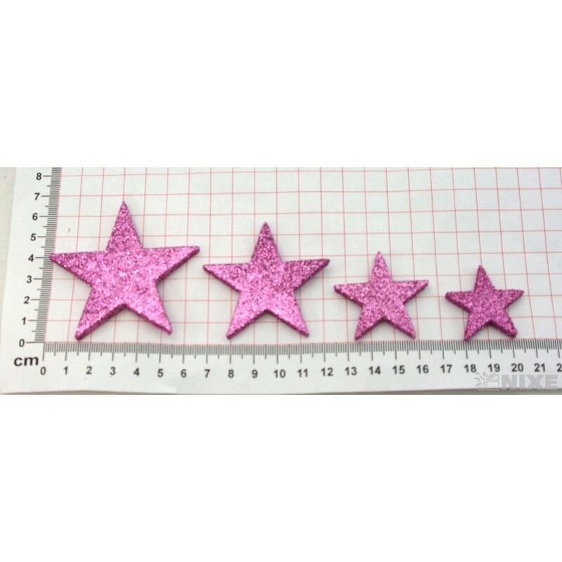 HVĚZDA 3,5-6,5cm 24ks*RŮŽOVÁ