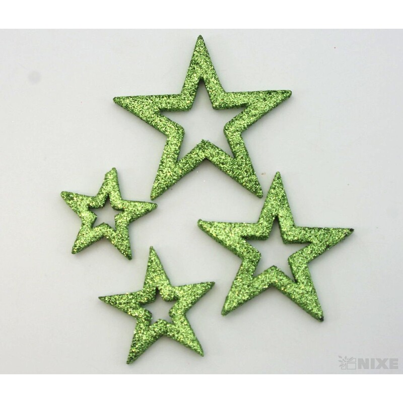 HVĚZDA 3,5-6,5cm 24ks*ZELENÁ