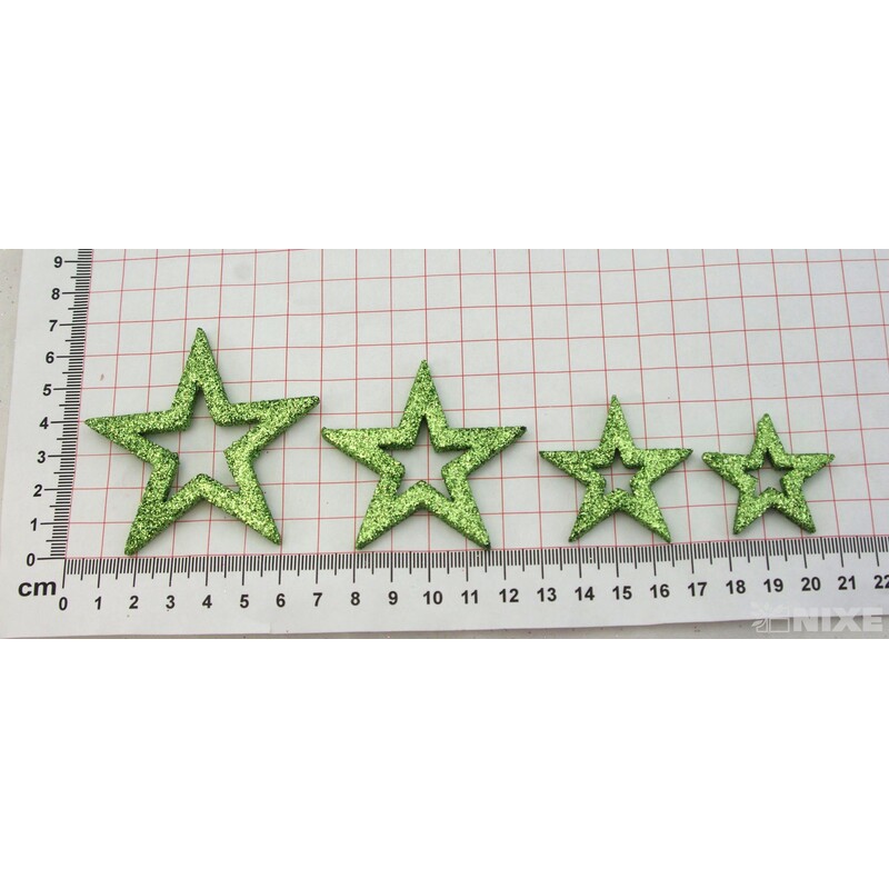 HVĚZDA 3,5-6,5cm 24ks*ZELENÁ
