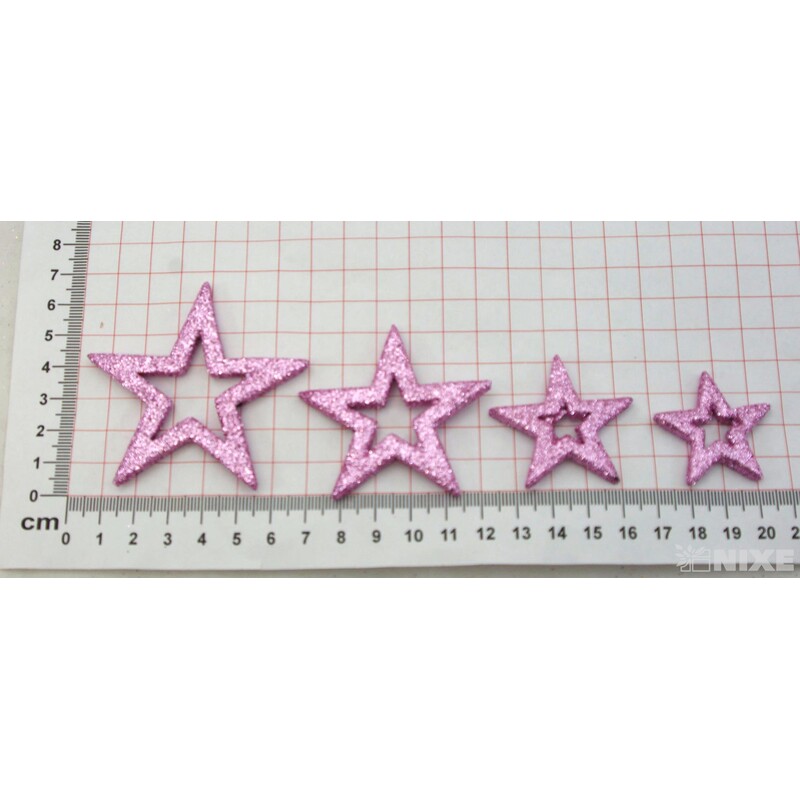 HVĚZDA 3,5-6,5cm 24ks*RŮŽOVÁ