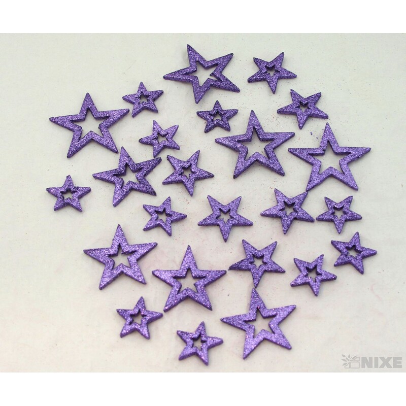 HVĚZDA 3,5-6,5cm 24ks*FIALOVÁ