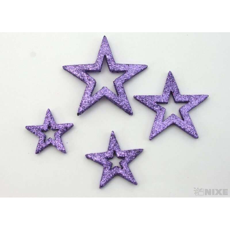 HVĚZDA 3,5-6,5cm 24ks*FIALOVÁ