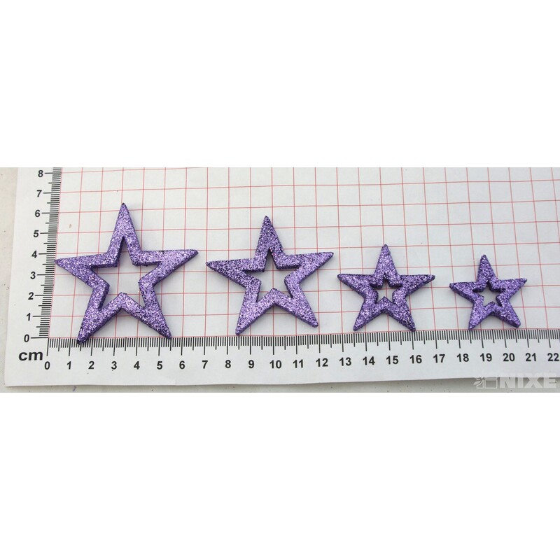 HVĚZDA 3,5-6,5cm 24ks*FIALOVÁ